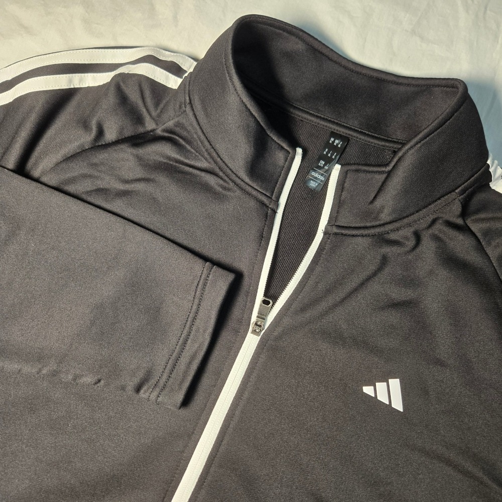 Adidas Mens French Terry Full Zip Track Jacket Black White ADVF20R787 XL NWT